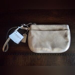 Coach Metallic Gold Wristlet Clutch NWT